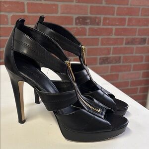Michael Kors Black Heels with Gold Zipper